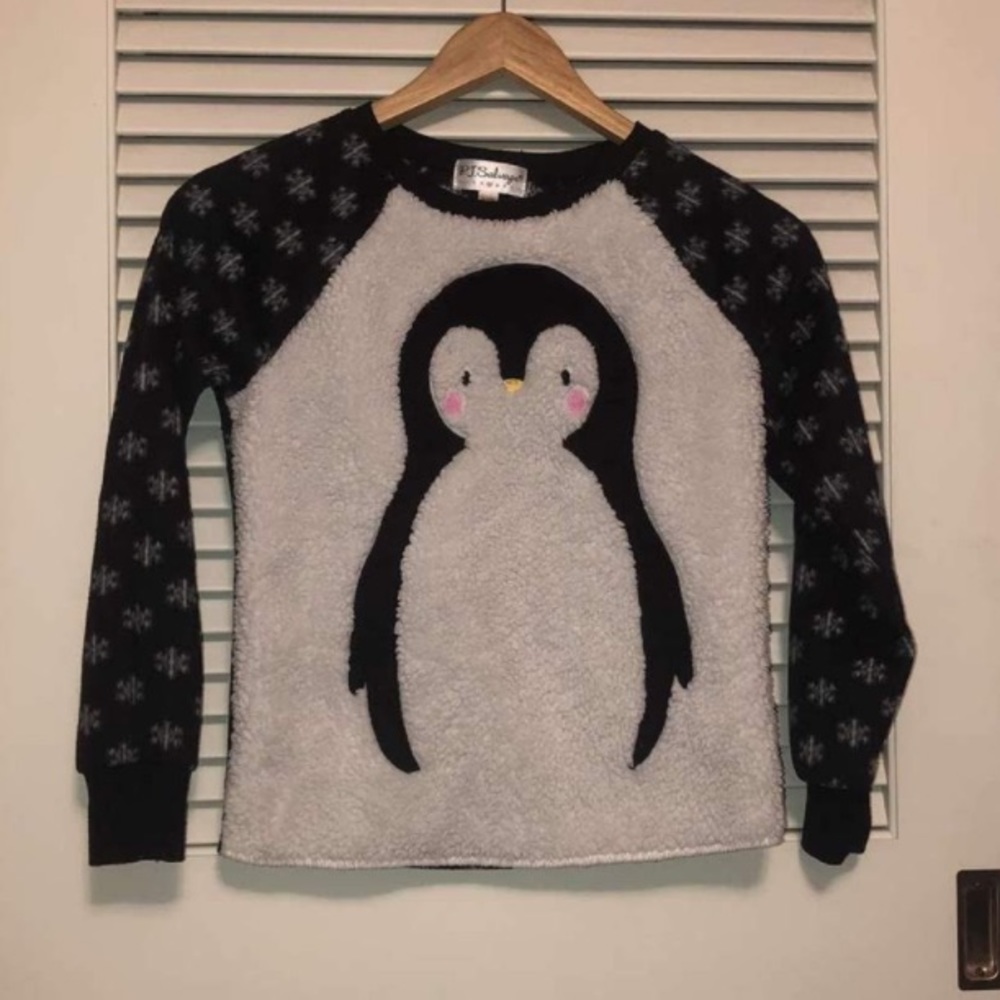 Girls Fleece Penguin Sweater